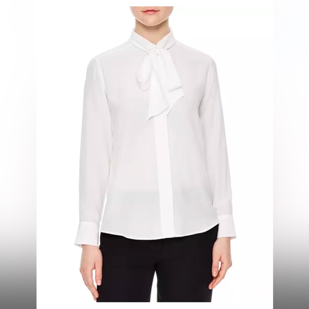NWT Sandro Caline 100% Silk Tie Neck Shirt Size US 4